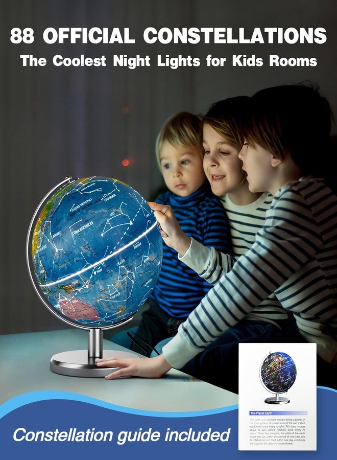 JOWHOL 8'' Illuminated World Globe with Constellation Night Light, Educational Light Up Globe for Kids & Adults, Earth Geography Learning Globes, Desk Home Office Classroom Decor & Gift, 11.5'' Tall - Image 4